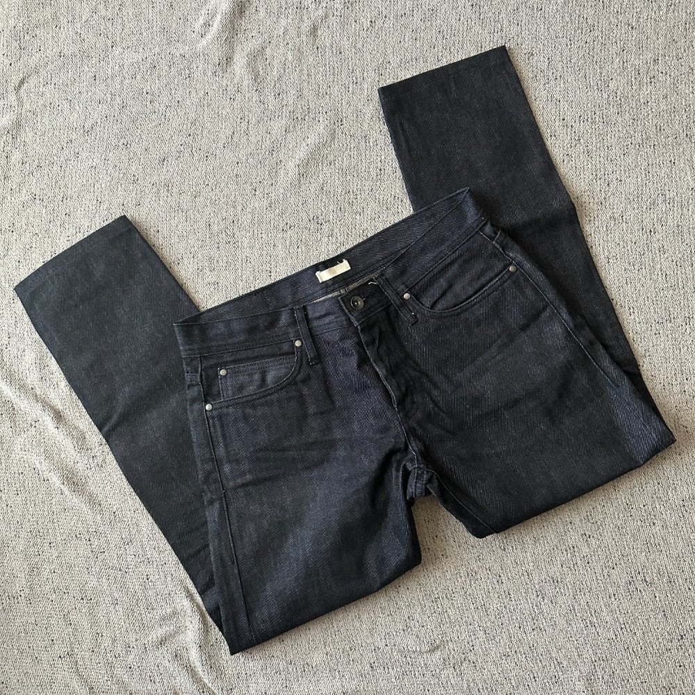 Unbranded Brand 14.5oz Black Selvedge Denim 34 Waist Black Men Tight Fit